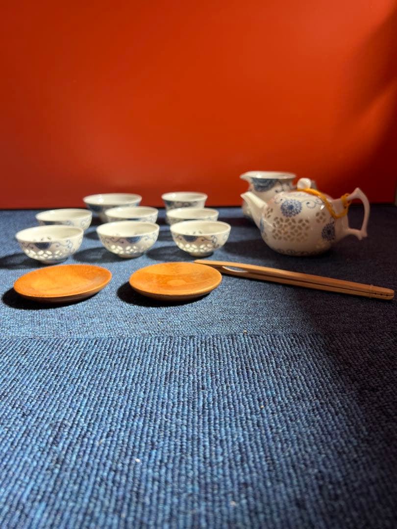 1285  中国　骨董　景徳鎮　青花　茶器セット　未使用