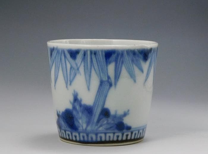 美品】古伊万里 「竹に雀 蕎麦猪口」染付 江戸後期 送料込み【鳳凰