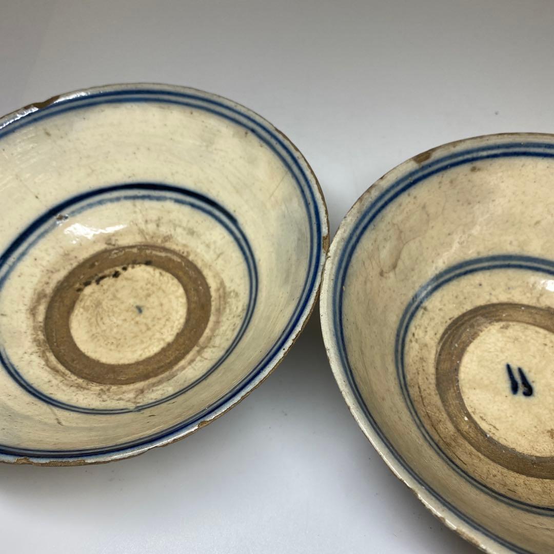 中国清朝時代　青花鉢2客　口径約16㎝東Y7-0403⑥タトチ