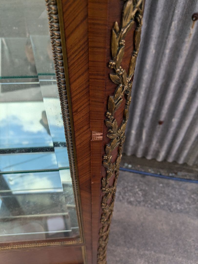 19世紀イギリス ヴィクトリアンブロンズ飾付ショーケース