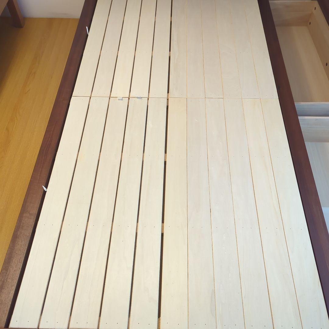 無印良品　収納ベッド(シングル)ウォールナット材、ヘッドボード付