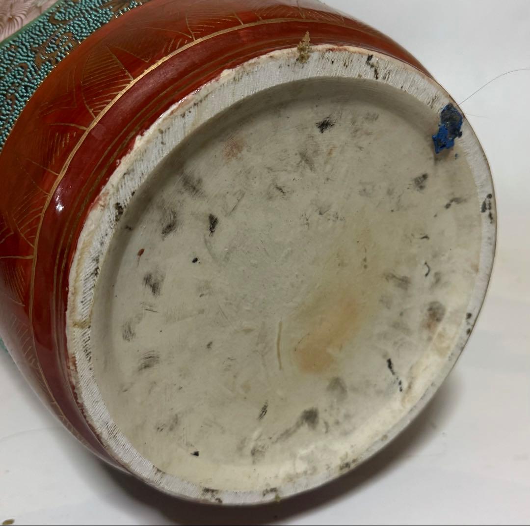 薩摩焼　金襴手花鳥文様　壺　約61cm