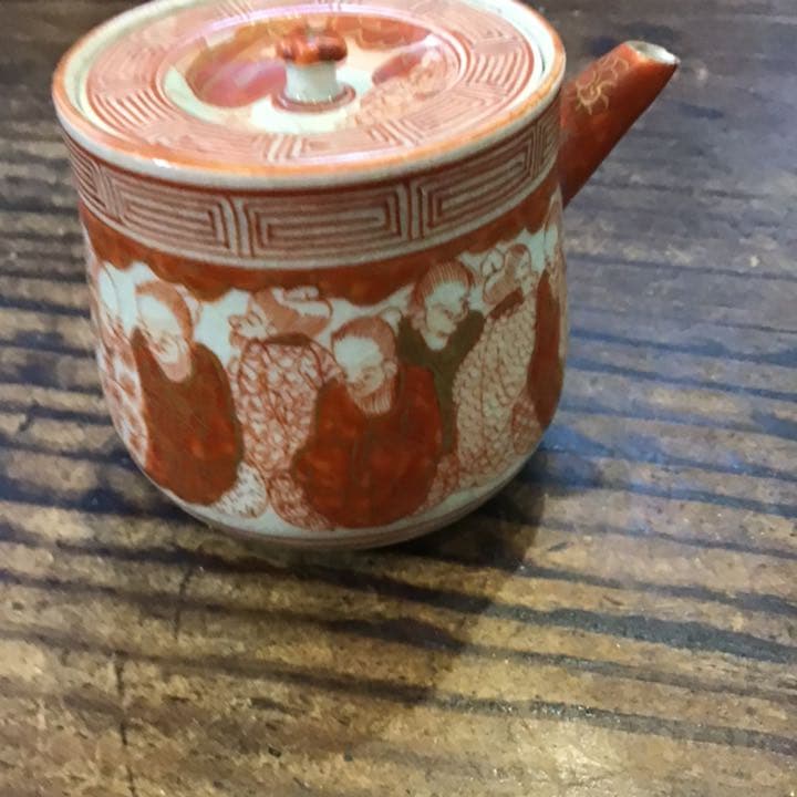 小野窯赤絵唐人画急須江戸時代九谷焼