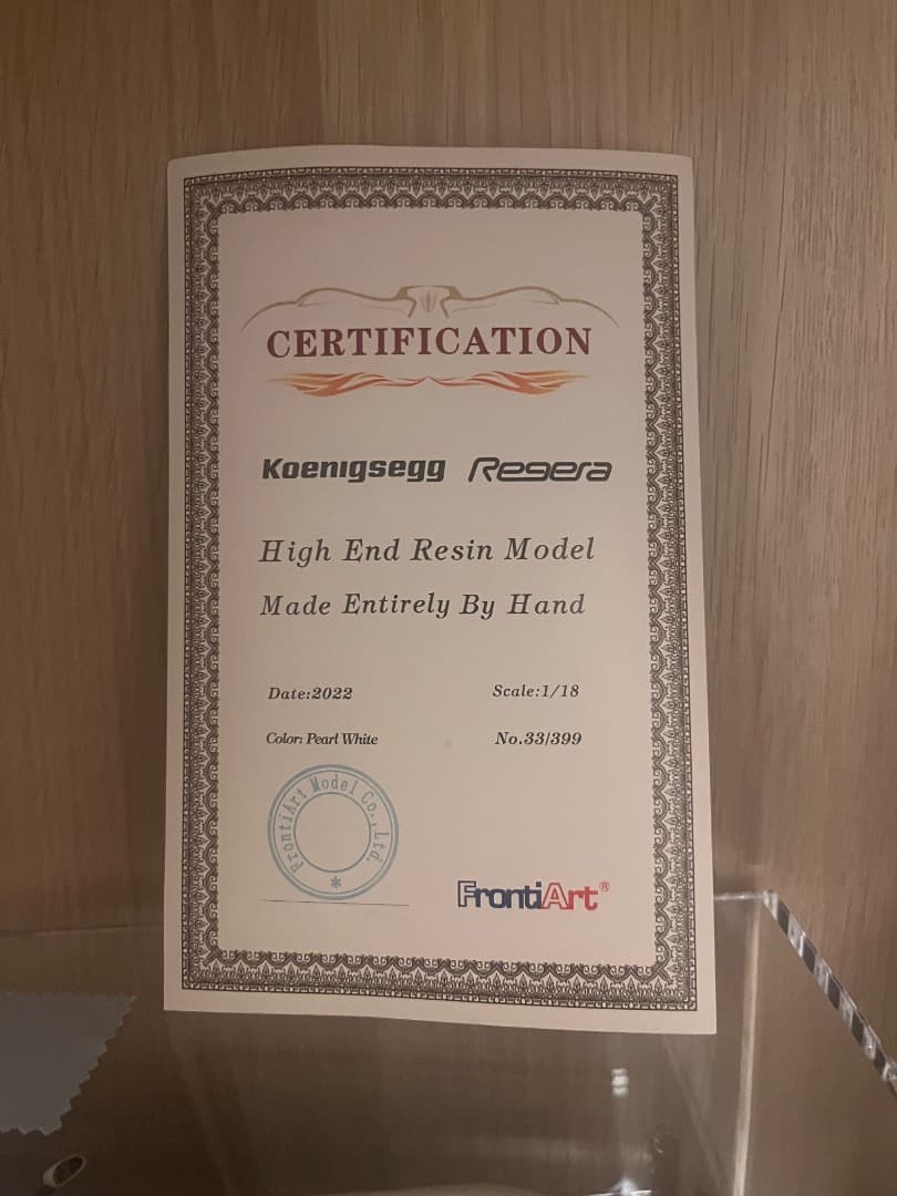 Frontiart 1/18 Koenigsegg Regera ホワイト 1/18 FA Frontiart Koenigsegg Regera (Pearl White) Resin Car Model