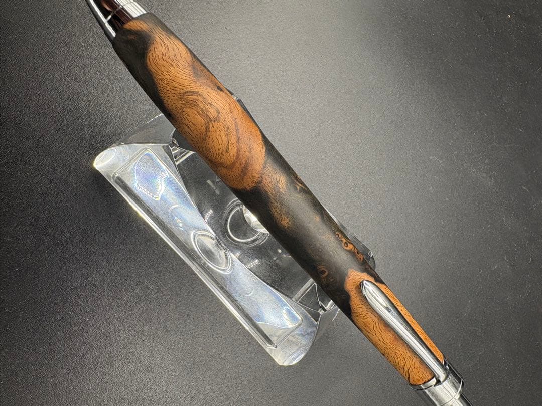 494極上　黒檀　瘤杢　ツートン　木軸シャーペン　ボールペン