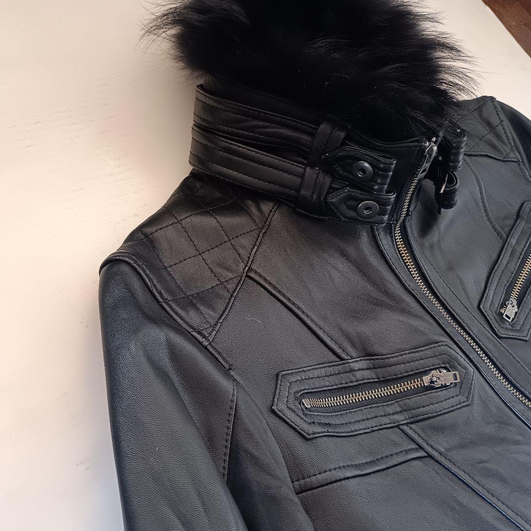 美品✦Jackrose ジャックローズ ファー付 ラクーン ライダース 黒