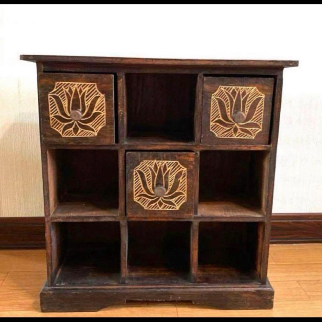 レトロアンティーク家具アジアン家具ディスプレイ棚木製家具ロータス蓮
