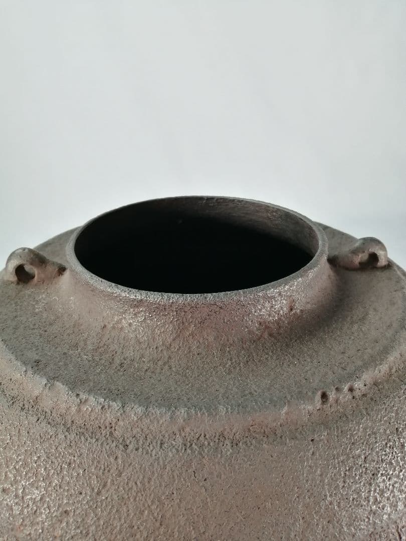 茶事具】釜師聲鉄 織部筋釜 茶釜 釜386