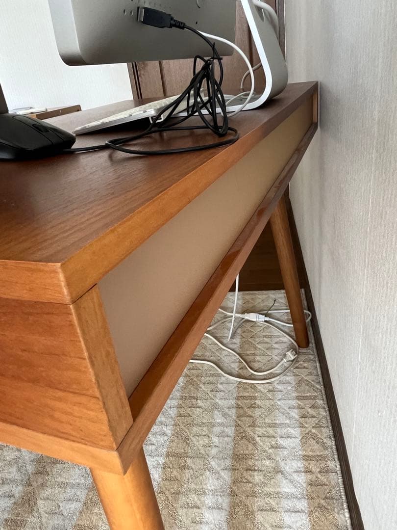 北欧ウッドデスク　引き出し付　パソコンデスク