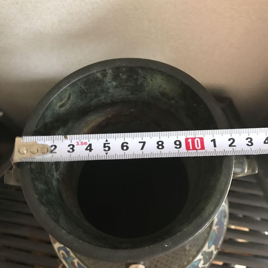 希少品　晴眼鋳　中国花瓶　中国美術　古銅　古玩　古美術　骨董品　宝石嵌め