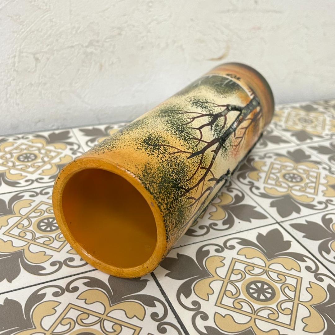 ドームナンシー 筒型花瓶高さ22cm 被せガラスアンテルカレール幹立体