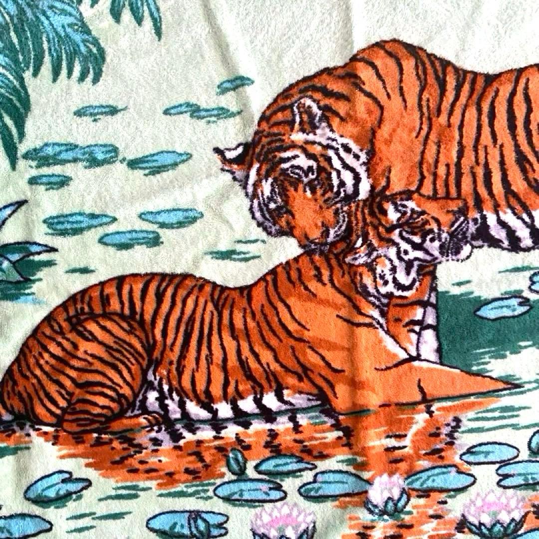 希少 美品 エルメス ビーチタオル 超大判ラグ 玄関マットトラ タイガー