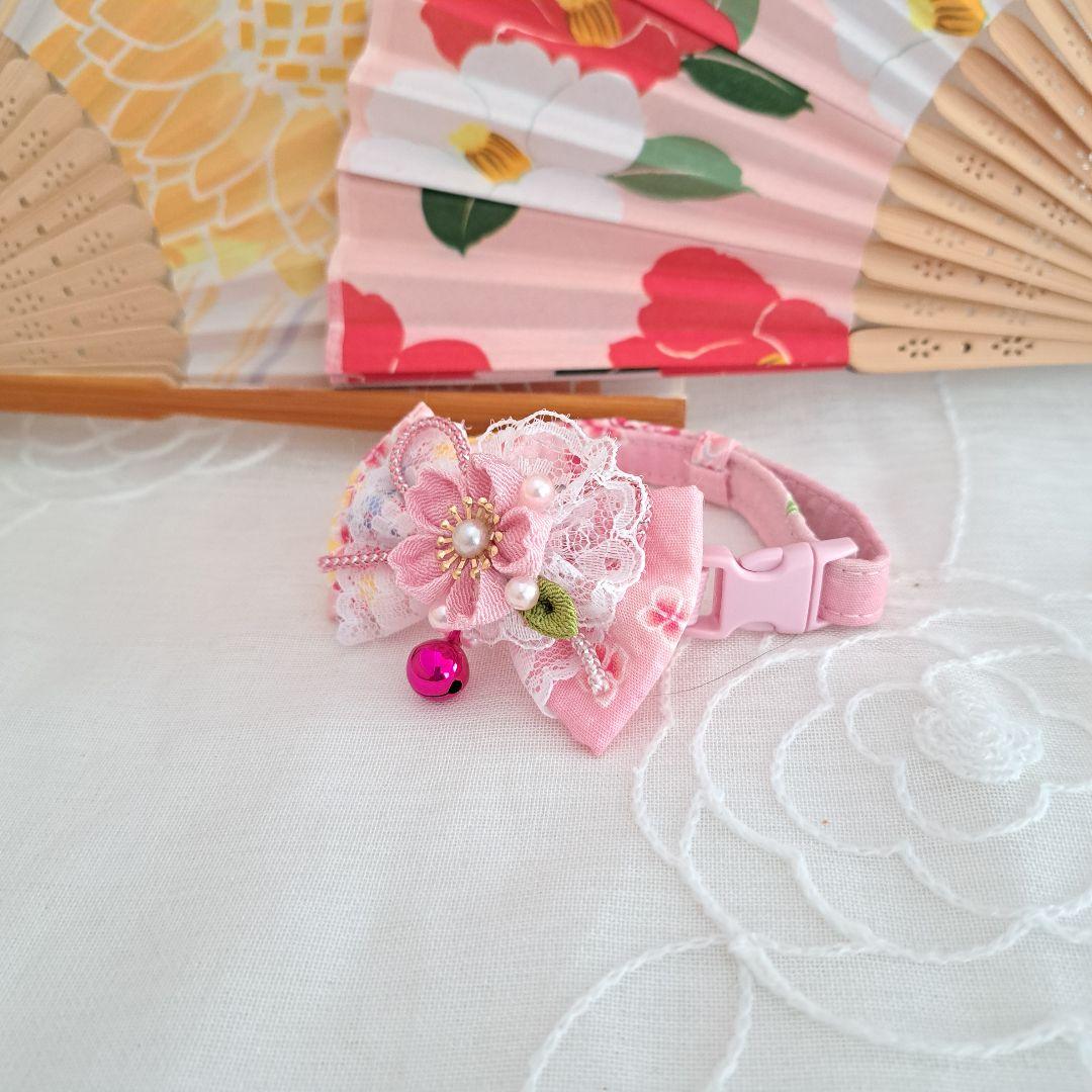 和風ロリータ(ホワイト)わんちゃん猫ちゃん用首輪