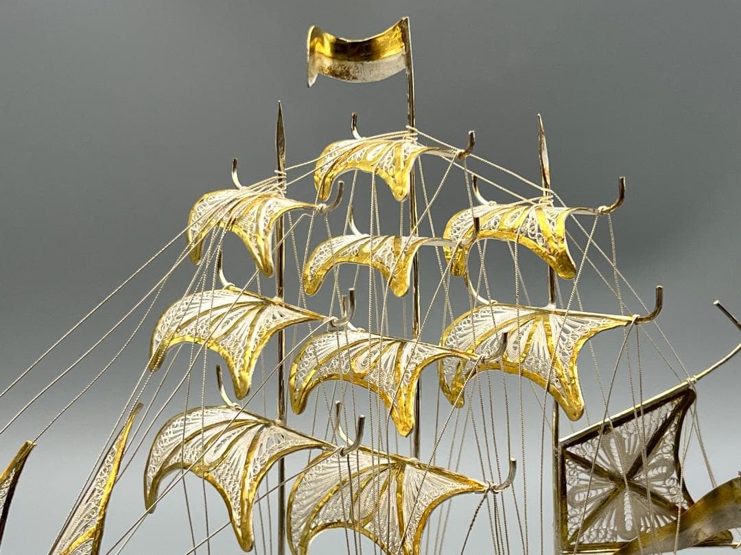 925刻印 銀製 シルバー 銀細工 船 ガラスケース ヨット重量約81g