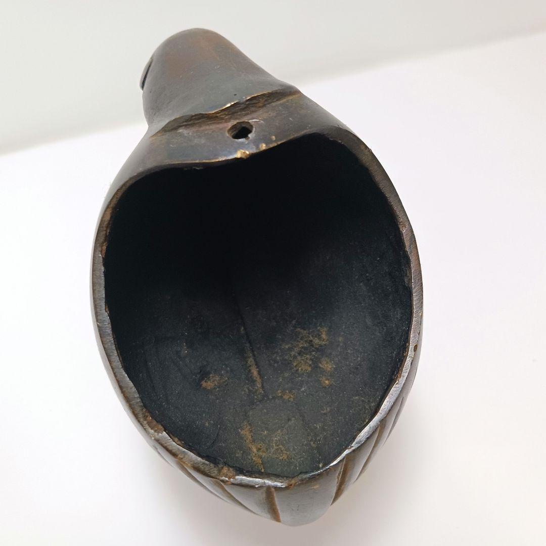 G109 古銅製 亀女作 鶉 鳥型香炉 在銘印有 香道具　ma　ten