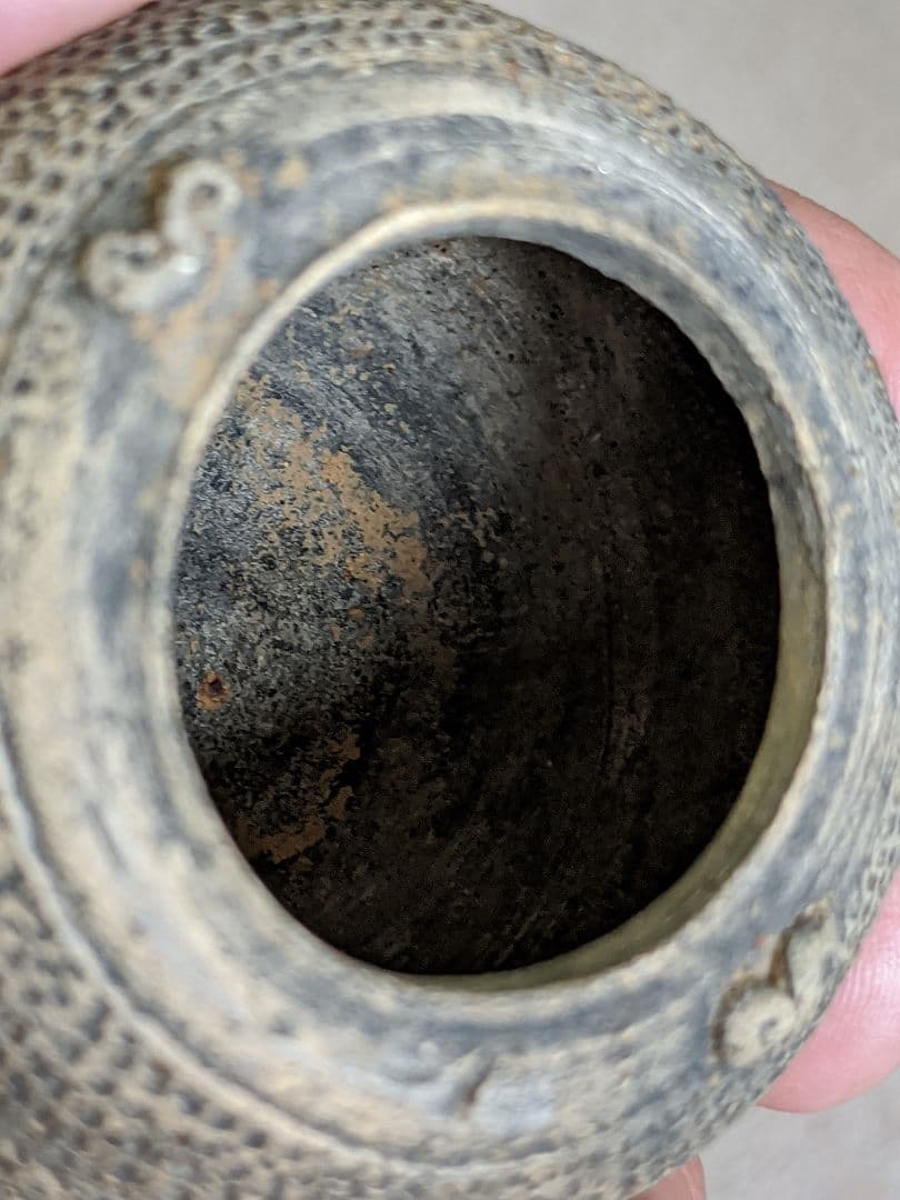 ♦朝鮮陶磁？李朝 高麗 新羅時代 印花文 小壺 コレクション 骨董品アンティーク