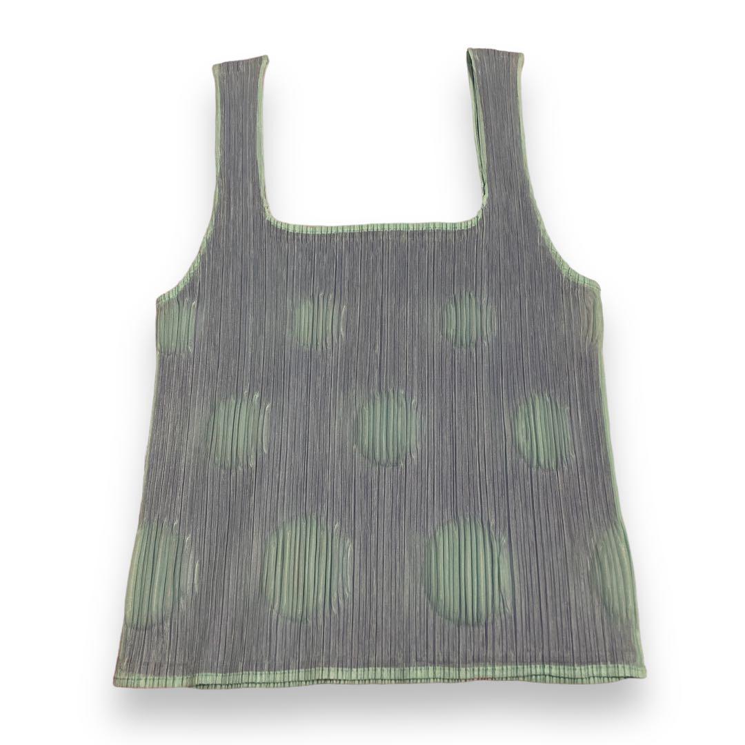 PLSEATS PLEASE レイヤードタンクトップ　水玉ノースリーブカットソー