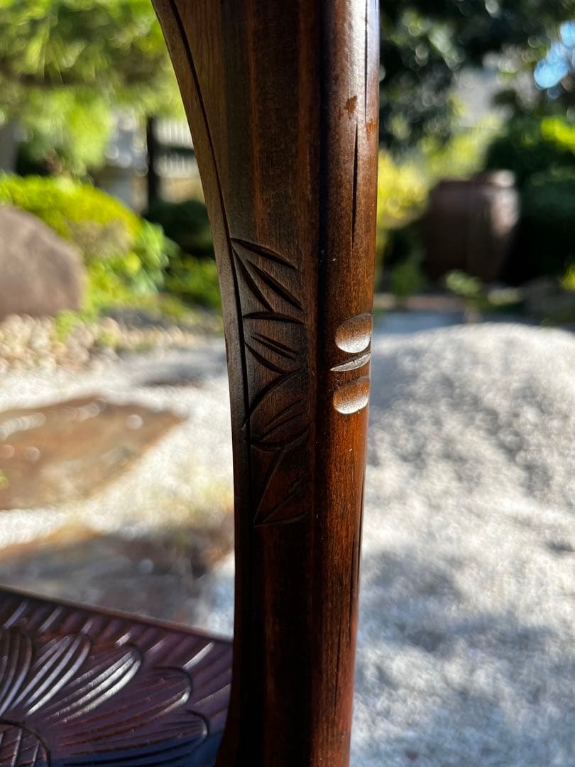 伝統工芸日光彫艶のあるいい色合花の意匠コーナーラック照明飾り台花台