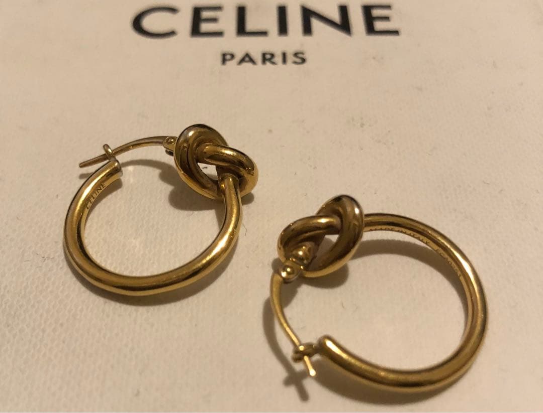 CELINE ゴールド ノットデザイン フープピアス レディース