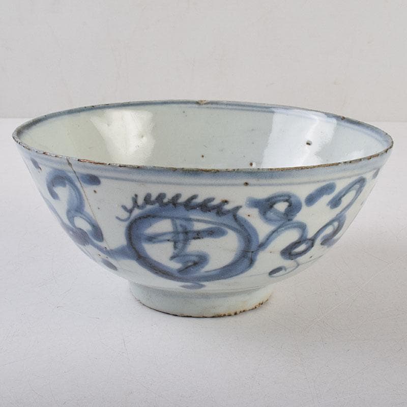 中国　呉須染付　喜字文碗　鉢　時代箱　C　R9128