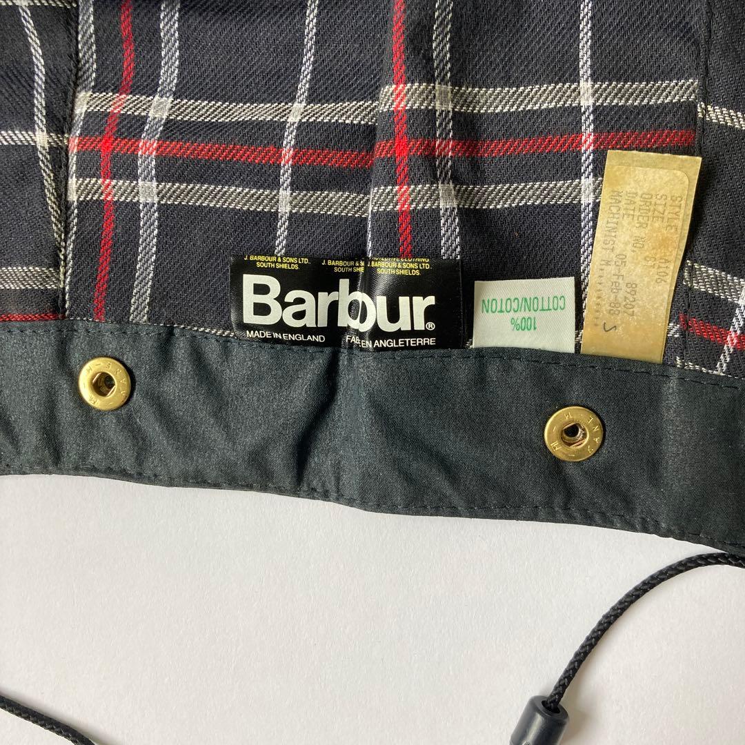 デッドストック 80s バブアー A106 ワックスドコットン フード ネイビー