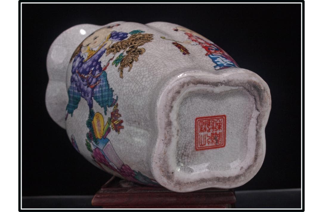 中国 清時代　在銘手描き花瓶 美術品骨董品 DE1035B14-4