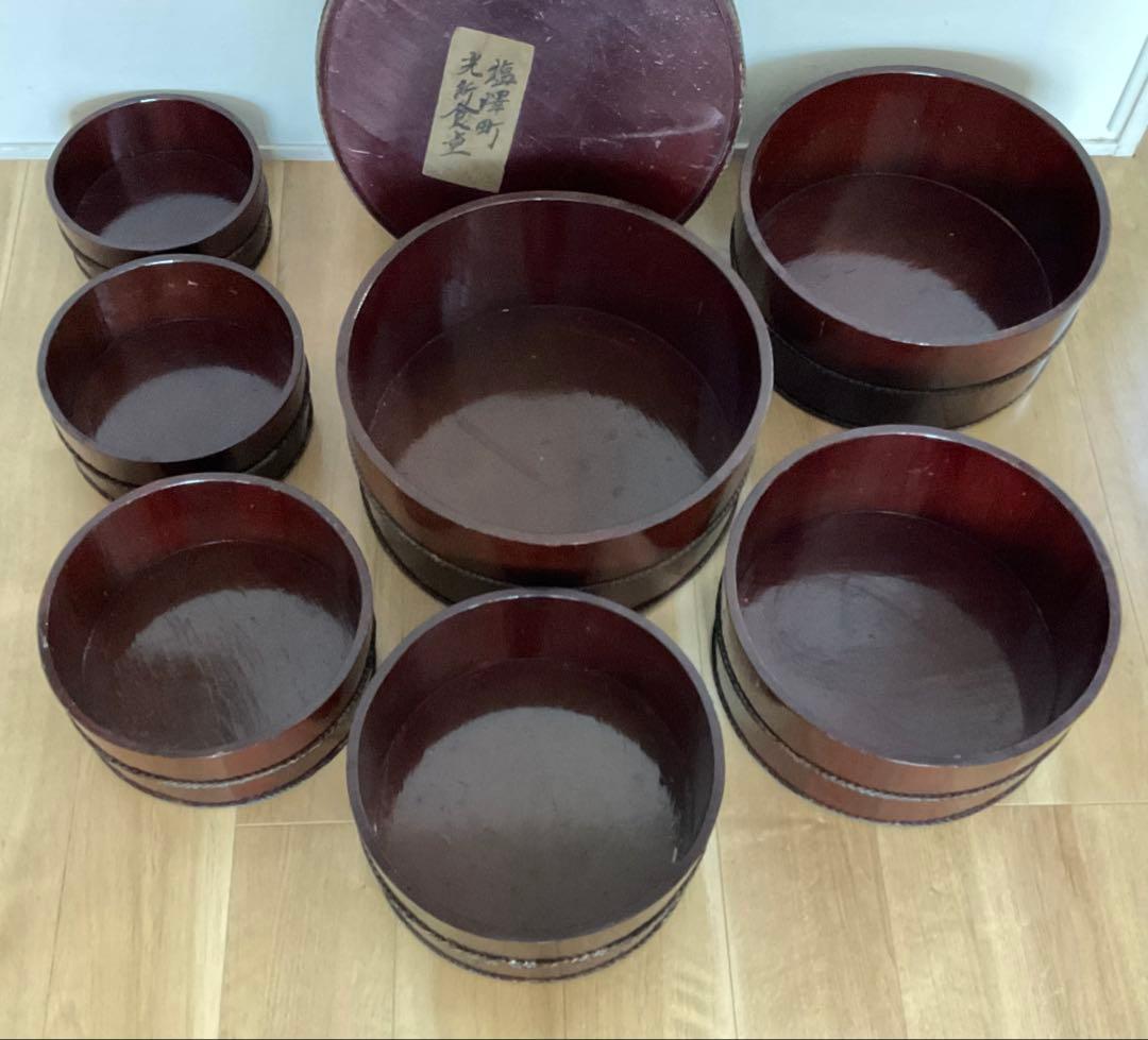 曲げわっぱ　漆器　入れ子　七子入れ　銅線巻き　お櫃　民芸