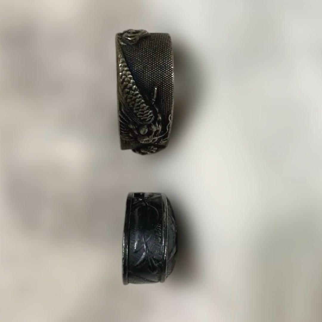 B-34 縁頭　銀象嵌　武具　刀装具　装飾品　江戸時代　刀　美術品　工芸品　骨董