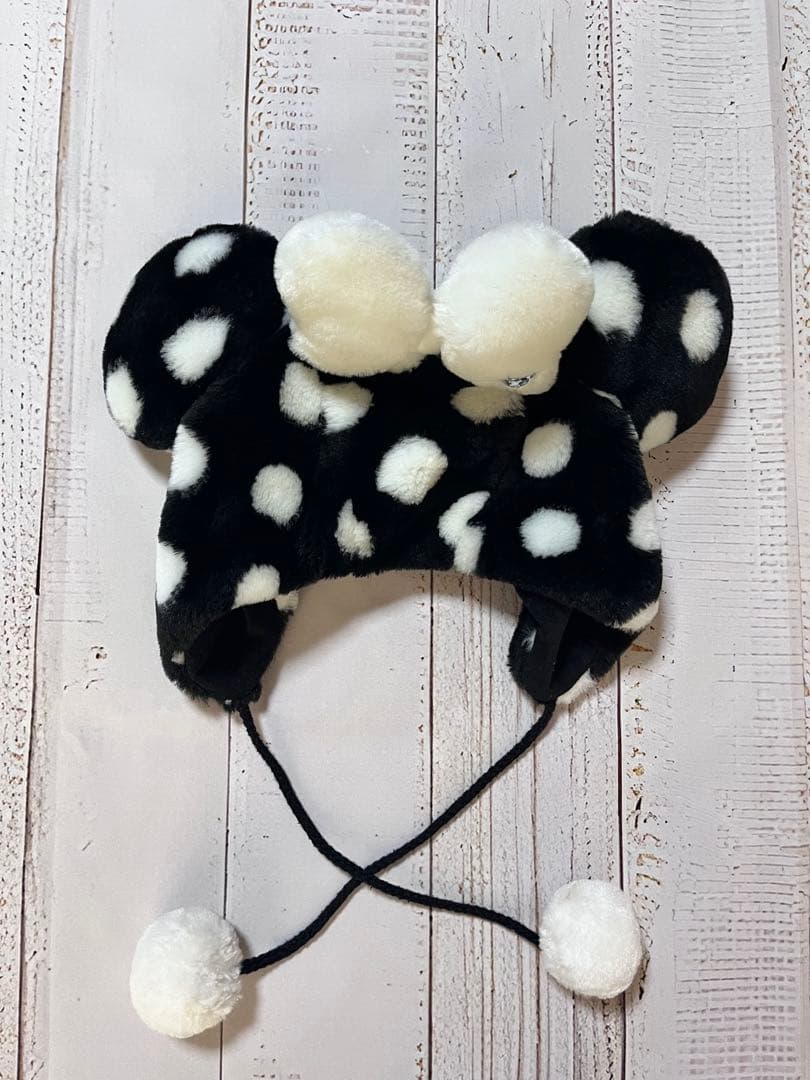 ディズニー ミニー ファンキャップ 黒 ドット柄 水玉 ディズニー