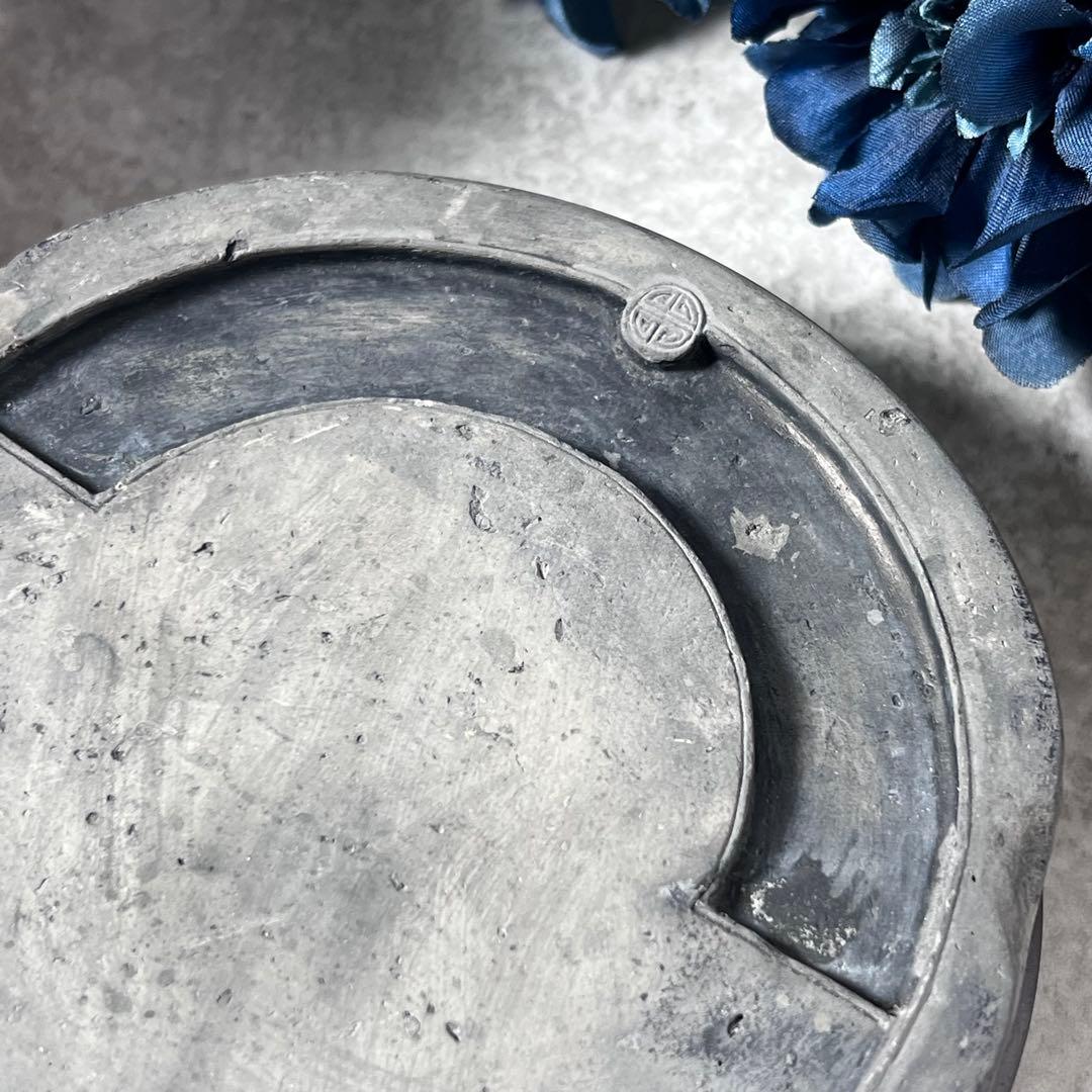 美術館級】中国 蓮花文軒丸瓦硯 6-8世紀 南北朝瓦硯 連