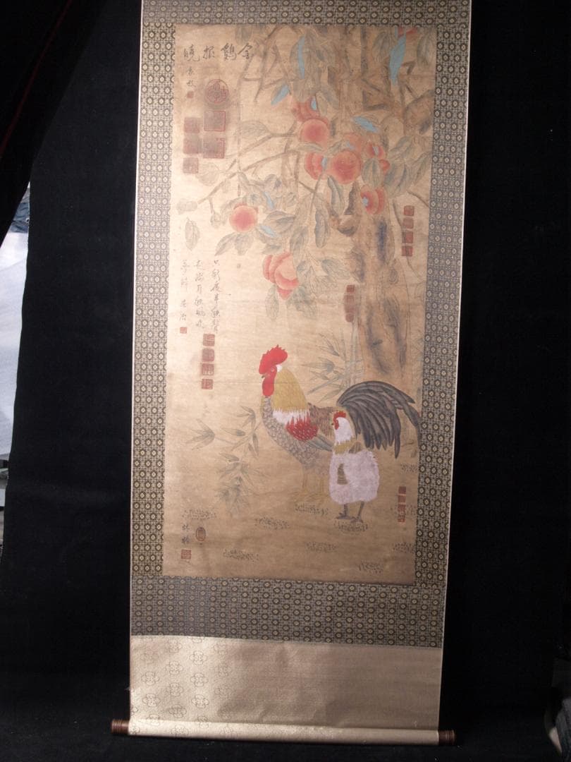 人物図 中国林春 明時代 肉筆保證 唐物唐本 掛け軸 AK933A12-3