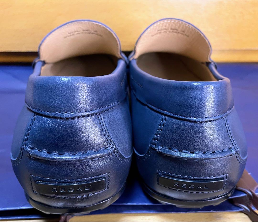 最終値下新品リーガル革スリッポンシューズイタリアンレザー25ドライビングネイビー