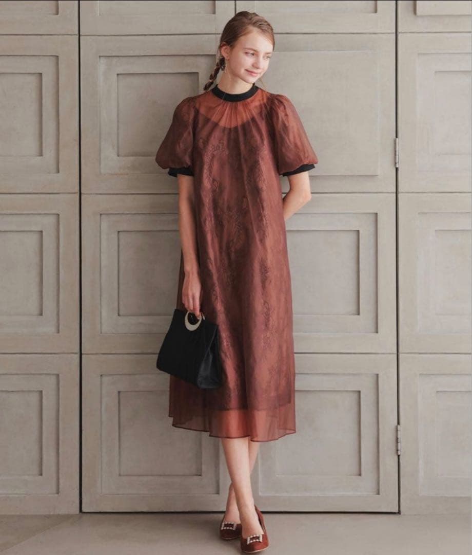 ク★新品★ドリードール　Aラインシアードレス　ブラウン　M