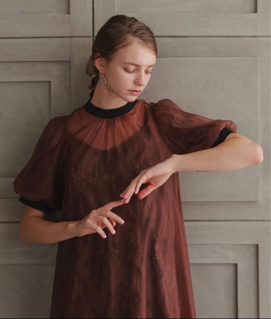 ク★新品★ドリードール　Aラインシアードレス　ブラウン　M