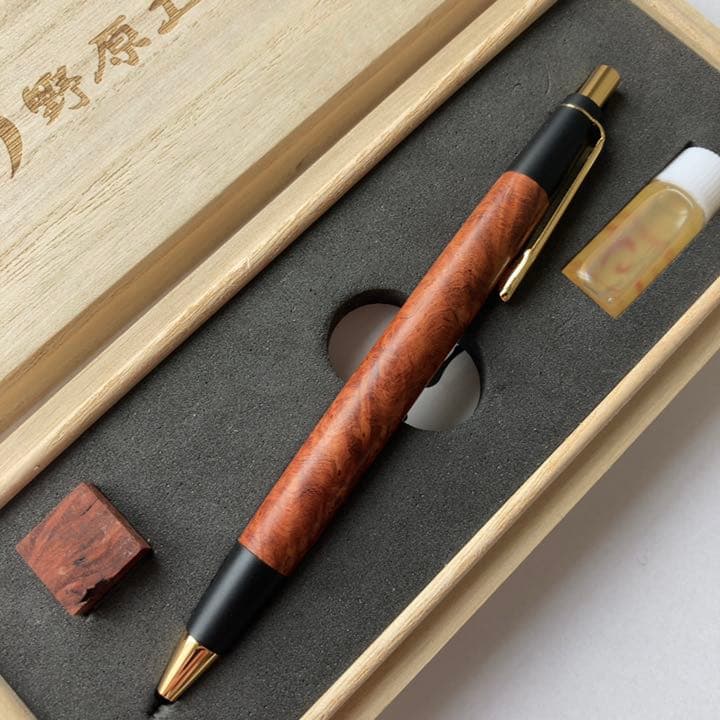 最終値下げ】野原工芸 特上花梨瘤杢 ゴールド シャープペンシル