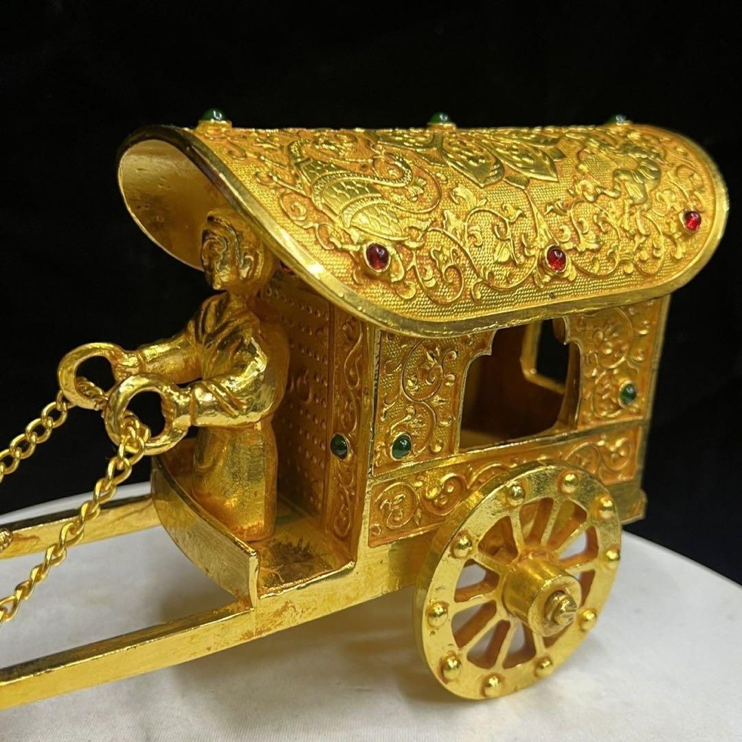 中国美術品 極細工 塗金宝石嵌黄金馬車 骨董 珍蔵品 - メルカリ