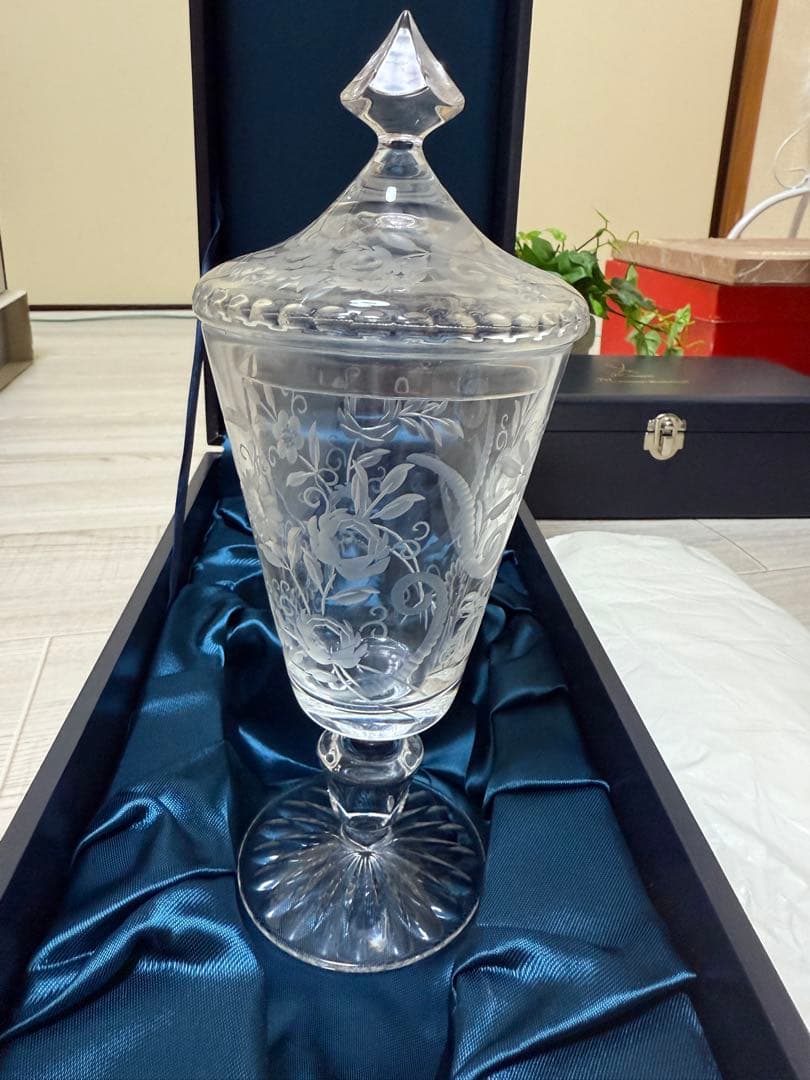 マイセン 花柄エッチングクリスタル グラス