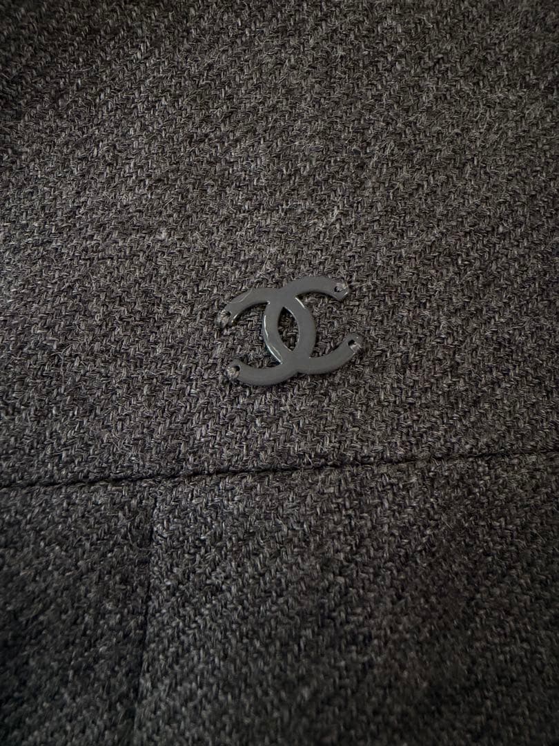 CHANEL シャネル リネン/カシミア トランペット スカート　グレー
