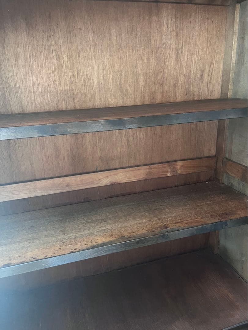 茶箪笥 和風収納棚 ガラス扉付き アンティーク高さ約133㎝