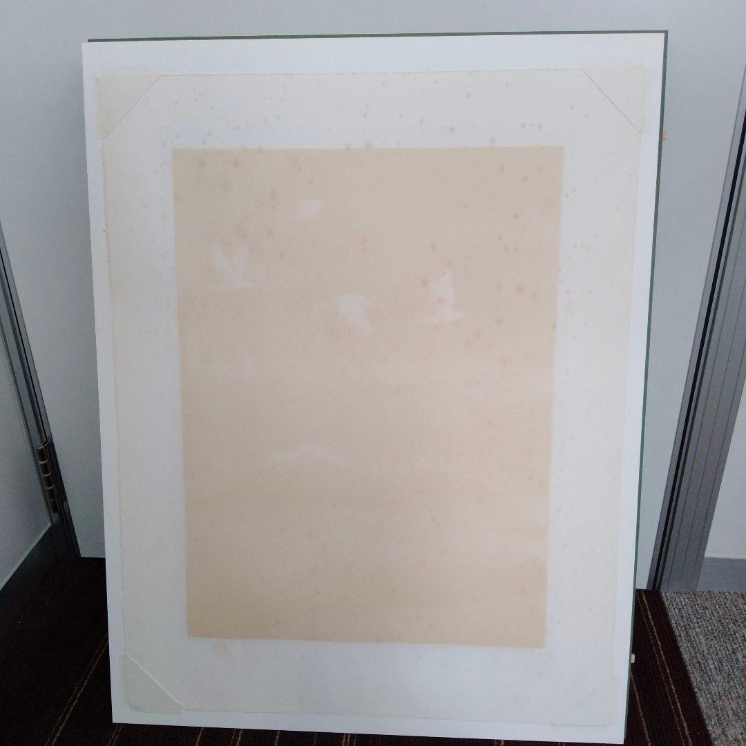 【古シミあり】佐藤圀夫　リトグラフ　鶴二題「翔」「白月」毎日新聞社