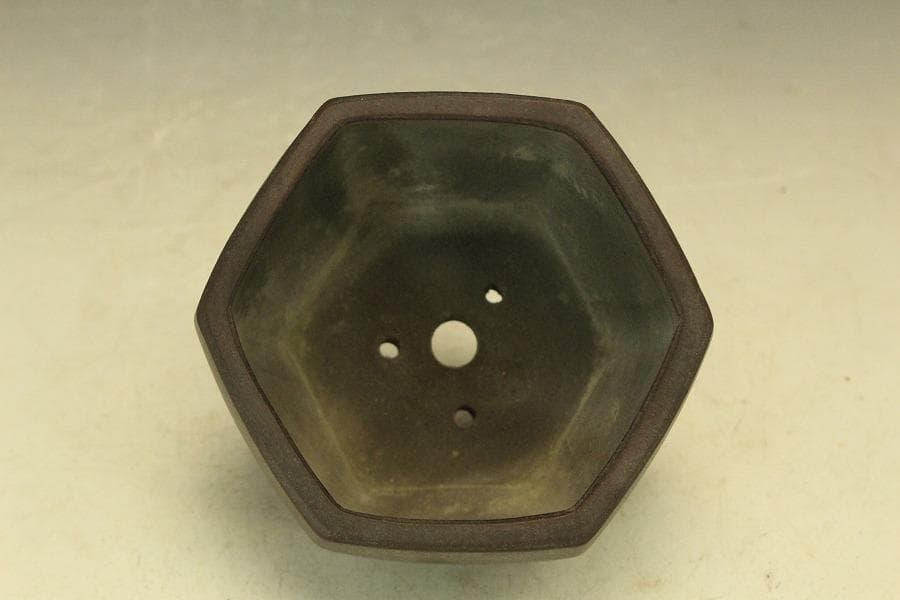 中国美術 紫泥 六方 花盆 葛明祥造(HA515)