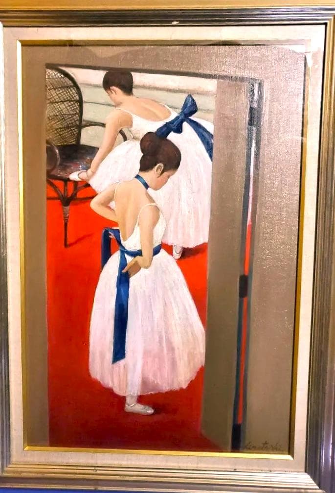 伊東熙寿作 油彩画 金色フレーム