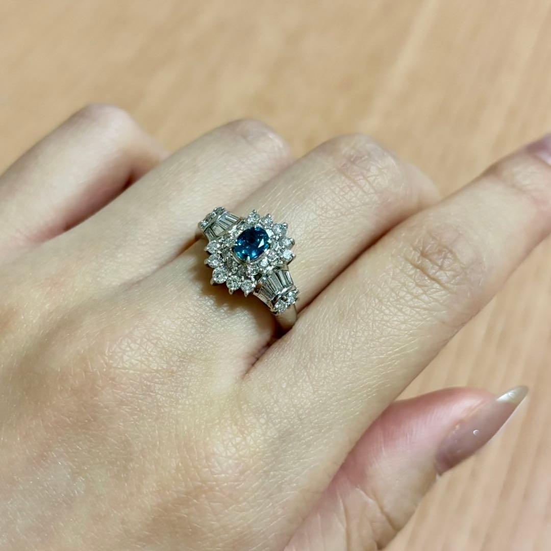 天然非加熱アレキサンドライト ダイヤモンド 計1.06ct PT900