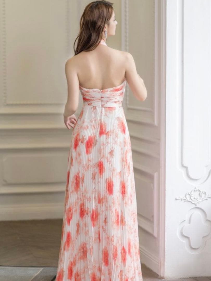 SETTAN フラワープリント Aラインロングドレス