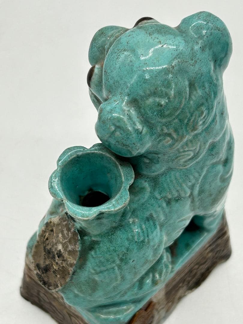 中国　清時代　松石緑釉獅子　アンティーク　送料込み0715