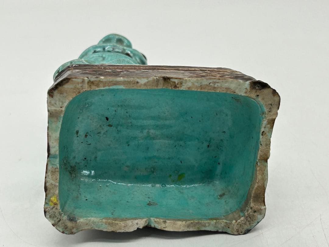 中国　清時代　松石緑釉獅子　アンティーク　送料込み0715