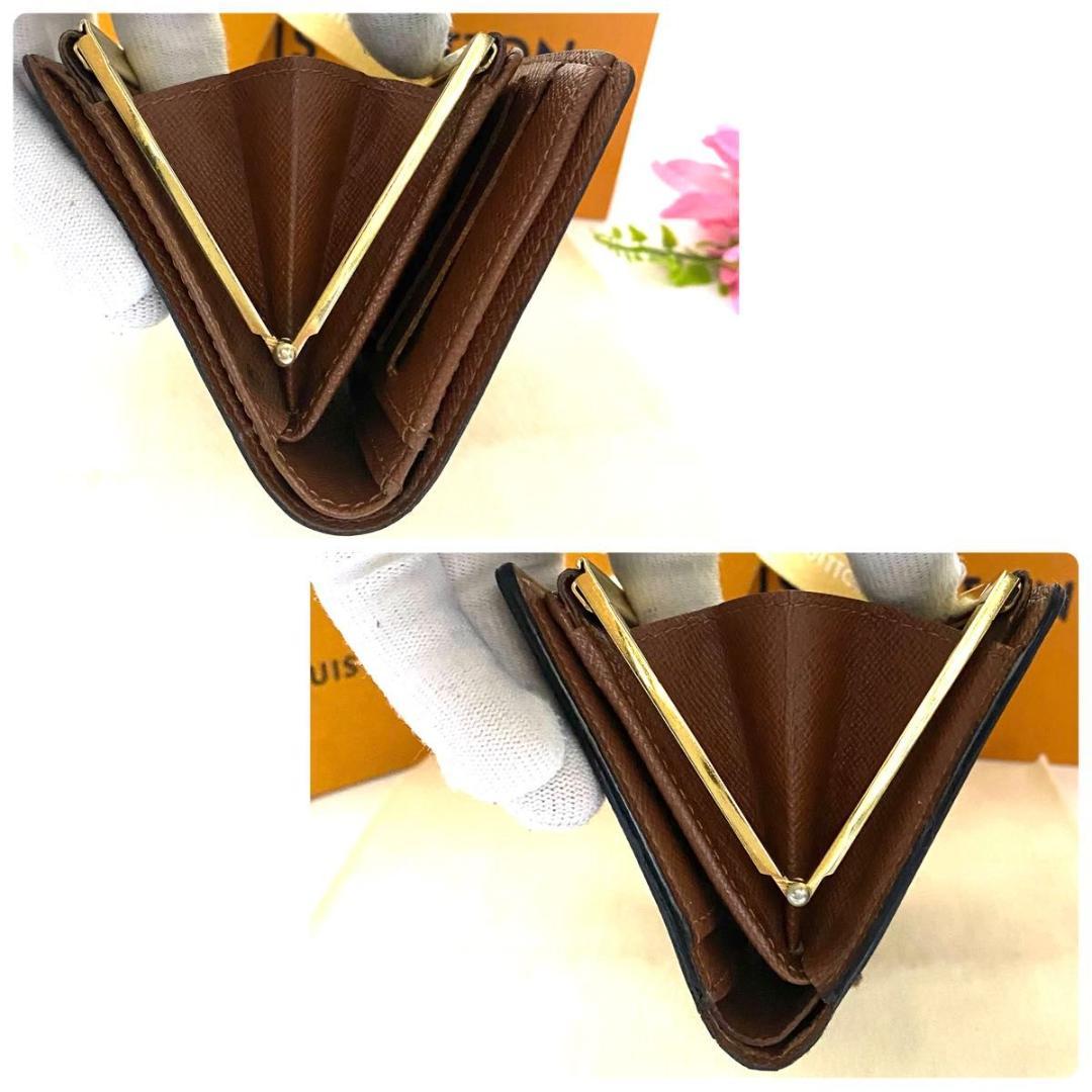 ルイ ヴィトン◎ヴィエノワ モノグラム ２つ折り財布 がま口 ブラウン 茶色