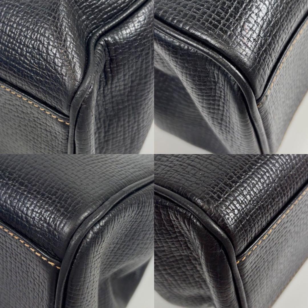 専用ロエベ レザー ハンドバッグ ターンロック ロゴ型押し 黒