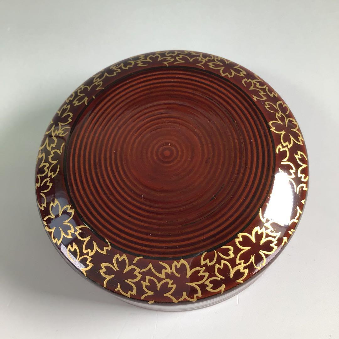 Ｐ９５５　棗　『清山作』『溜塗』『桜蒔絵』『雪吹棗』　共箱　茶道具