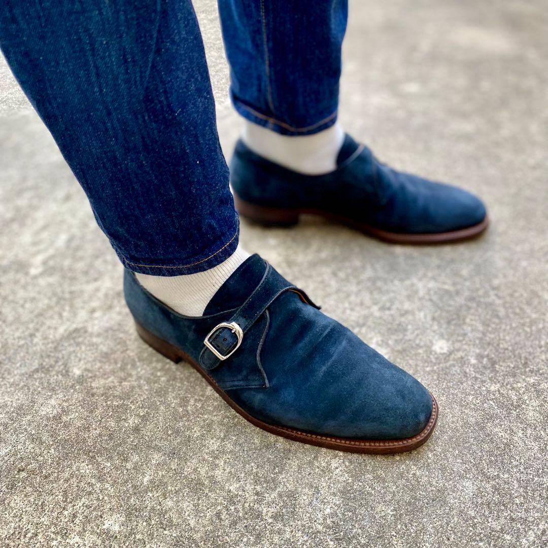 Alden17031F★サイズ9D★スエード★ネイビー★モンクストラップ